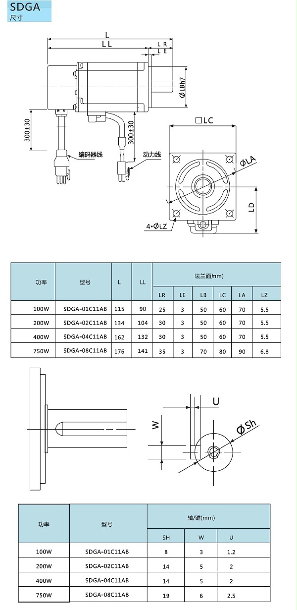 低壓直流伺服電機尺寸圖